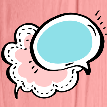 One pink and one blue drawn speech bubble