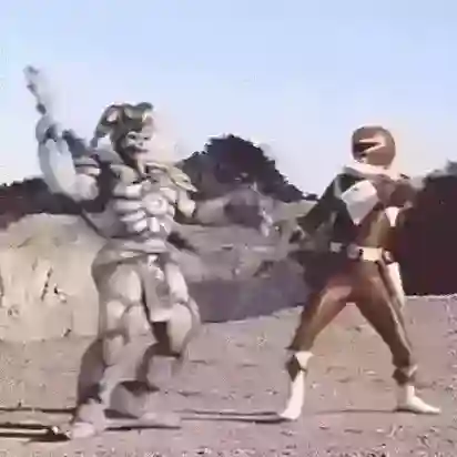 Video of a Power Ranger fighting with an enemy
